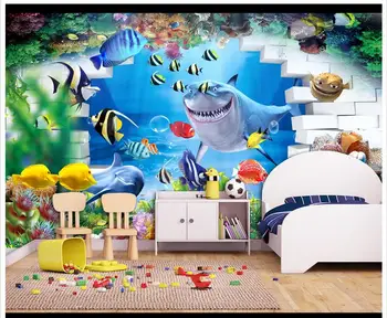 3d tapetai užsakymą 3d sienų freskomis tapetai Viduržemio jūros 3 d animacinių filmų freskos vaikų kambario tapetai žuvų kambarį sienų dekoras