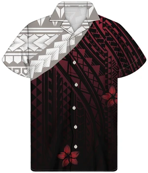 Aukščiausios Kokybės, Negabaritinių Komfortą Viršuje Custom Button Cardigan Vyrų Genčių Polinezijos Frangipani Spausdinti Raudona Apačioje
