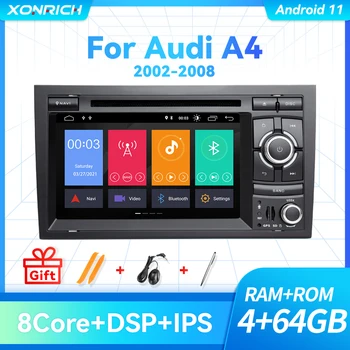 Carplay Android 11 Automobilių Radijo Audi A4 B8 S4 B6 B7 RS4 8E 8H B9 Seat Exeo 2002-2008 2DIN Automobilio Stereo 4GB Multimedia Navigacijos