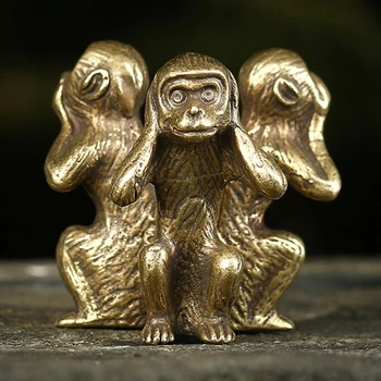 Derliaus Kieto Vario Trys Beždžionės Bronzos Skulptūra Namų Dekoro Bronzos Beždžionė Figūrėlės Miniatiūrų Stalo Dekoras