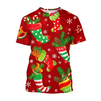 Jumeast 3D Kalėdų Santa Spausdinti Vyrai, marškinėlių, Kojinių Karvė Šviesos Mokslo Marškinėliai Streetwear Y2K Sklandžiai Negabaritinių Drabužius T-shirty